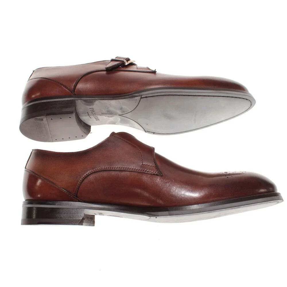 Pastori NWB Single Monk Strap Dress Shoes Size 10.5 US in Brown Leather